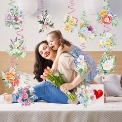30 Pcs Flowers Decorations Hanging Swirls,White Floral Hanging Ceiling Swirls…