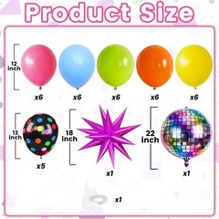Neon Balloons, 80s 90s Disco Hot Pink Blue Green Orange Yellow Neon Dot Ballo…