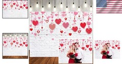 Durable 8x6ft Backdrop with Red Hearts Perfect for Valentine’s Celebrations