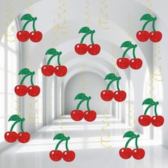 Cherry Hanging Swirl Decorations Sweet Girl Birthday Baby Shower Foil Decor