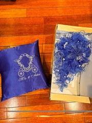 Royal Blue Quinceanera Mis Quince Set Kneeling Pillow Bouquet Brindis