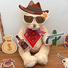 24 PCS Western Cowboy Photo Booth Props Cowboy Cowgirl Birthday Decorations
