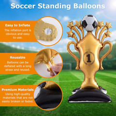 5 Pcs Soccer Balloons Party Decorations Set, Extra Large Trophy & World Cup Foil