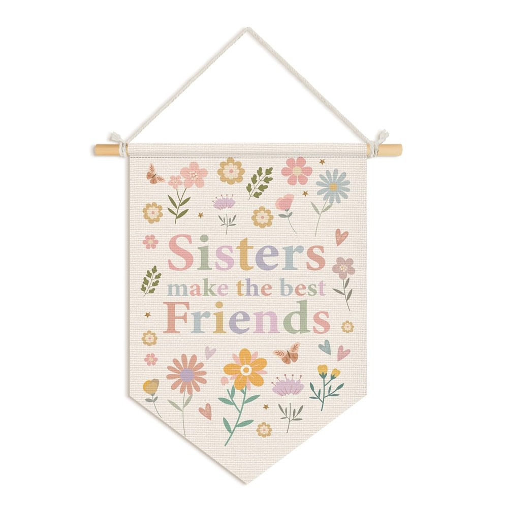 Girls Room Decor, Sisters Make the Best Friends Wall Hanging Pennant Flag Ban…