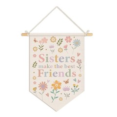 Girls Room Decor, Sisters Make the Best Friends Wall Hanging Pennant Flag Ban…