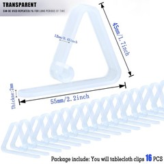 16PCS Clear Plastic Tablecloth Clips,Transparent Clear Tablecloth Clips, Plas…