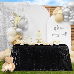 Sequin Tablecloth 90×156 Inch Rectangle Wedding 156″ x 90″ (Rectangular) Black