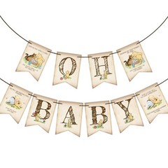 Classic Pooh Baby Shower Decorations – Oh Baby Banner with 2 Ropes & Threadin…