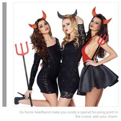 1 Set halloween pitchfork Elegant Masquerade Fancy Dress Party Ox Horns
