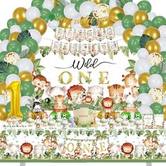 Wild One party Decorations, 150 Pcs Jungle Animal Party Supplies Decor for Boy