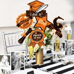 24 PCS Orange Black Graduation Table Sticks Class of 2026 Centerpiece