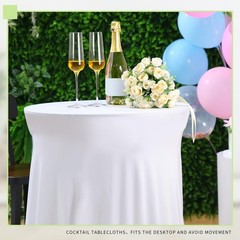 Tegeme 3-Pack 32×43″ Round Spandex Cocktail Tablecloths w/ Skirt