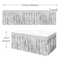2 Pack 29.5×108 Inch Metallic Foil Fringe Tinsel inches-9FT, Silver