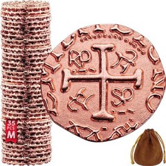 Metal Pirate Coins – Large Rose Gold Pirate Treasure Coin Set – 0.98″ diam.