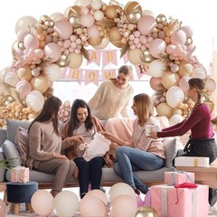 Dusty Pink White Nude Balloon Arch Kit, Pink and Gold Balloons With Light Pin…