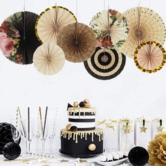 8 PCS Party Hanging Paper Fans Decoration Set Wedding Birthday Round Events