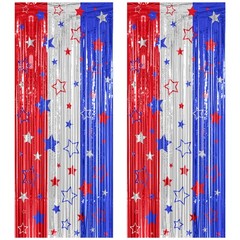 2 Pack Tinsel Backdrop, Birthday Silver Party Streamer Fringe Curtains Foil