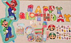 Video Games Mario Party Supplies Birthday Decor Statute Party Favor Bag Mask