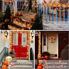 13FT Fall Leaf Garlands 2 PCS Fall Garland for Mantle Thanksgiving Fall