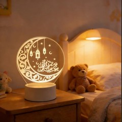 Eid Mubarak LED Light Wooden Lantern Lamp Muslim Ornament Party Decor
