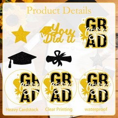 200 PCS Glitter Gold Black Graduation Confetti Class Of 2026 Table Decor
