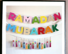 Eid Ramadan Mubarak Decorative Banner with Tassels Decorations Colourful Bunting