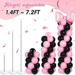2 Sets Adjustable Black Pink Bow Balloon Column Stand Kit Include 143 Pcs Bla…