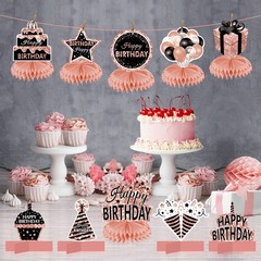 10 Pcs Rose Gold Birthday Honeycomb Centerpieces Table Topper Bday Decor