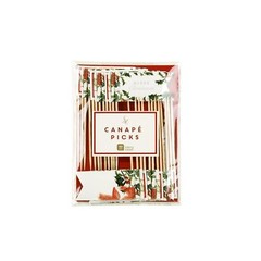 TALKING TABLES 24 CHRISTMAS PARTY PICKS CAKE FOOD CUPCAKE TOPPERS HOLLY FLORAL