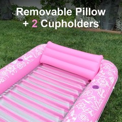 Inflatable Tanning Pool Lounger Float w/Reflective Base Electric Pump Include…