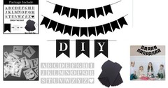 DIY Black Custom Banner Kit – 18 Pennants & A-Z Stencil for Every Celebration