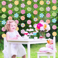 8 Pieces Candy Party Decorations Candyland Paper Garlands Candy Paper Cutouts Lo