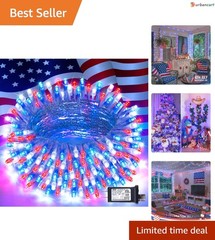 Patriotic 33ft 100 LED Red, White & Blue String Lights for 4th of July & Indo…