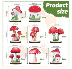 Thyle 16 Pcs Wooden Mushroom Party Decorations Wood Mushroom Centerpieces Table