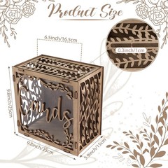 OurWarm Wedding Card Box with Window, Brown 9.6 x x 5.9 inches,