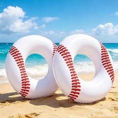 2Pcs Large Inflatable Pool Float for Adults Baseball Soccer Sports Swim Rings…