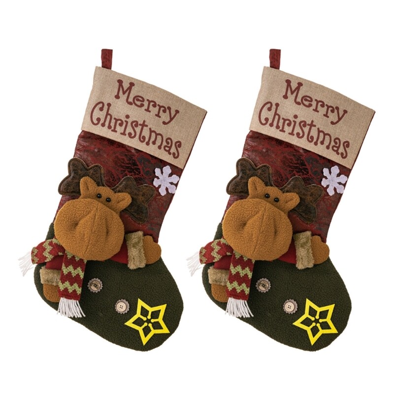 Candy Bag Christmas Socks Hanging Pendant Decorations 2024 New Year Gift Pouch