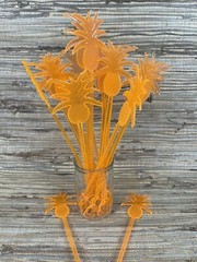 20 Orange Pineapple Swizzle Sticks 9.5″ tall 4 Adult Beverages Cocktail Tiki