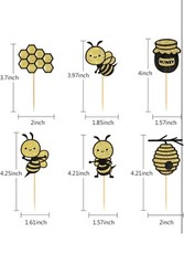 24 PCS Bumble Bee Cupcake Toppers Glitter 🐝 Bee 🍯 Honey Cupcake Birthday Party