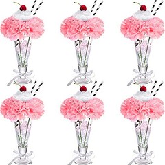 6 Sets Pink Carnations Artificial Flowers, 50’s Theme Party Decorations 58