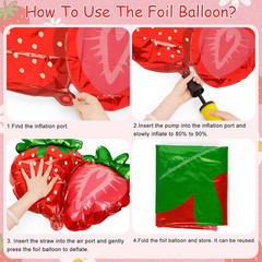 Strawberry Birthday Party Decorations with Happy Birthday Banner Fringe Curtain