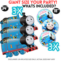 6 TRAIN foil balloon party happy birthday supplies decoration theme thomas idea