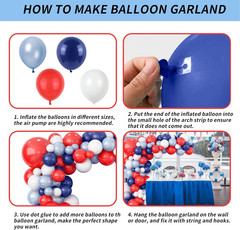Red Blue White Balloons Arch Garland for Baseball Party Decorations Labor Nautic