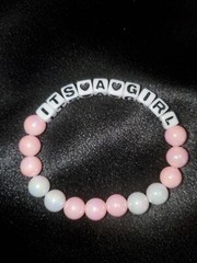 Gender Party. 10 mm Handcrafted One of a Kind Beaded Bracelet.