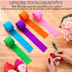 36 Rolls Rainbow Crepe Paper Streamers – 1.8″ x 82ft for Birthday, Baby Shower,