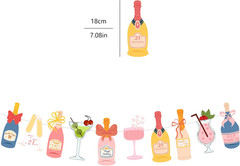Pre-Strung Champagne Wine and Other Drinks Bottles and Glasses Banner, Happy 21S