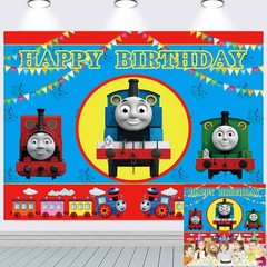 Thomas Train Party Decorations Backdrop Banner Poster Vinyl Birthday Gift