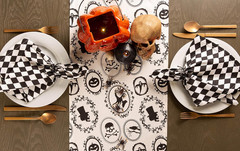 Halloween Party Tabletop Decor, Reusable & Machine Washable Cotton Fabric, Table