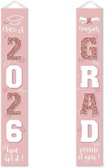Chic Foldable Graduation 2026 Porch Sign in Rose Gold – Perfect for Any Event