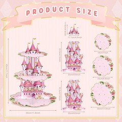 3 Tier Princess Birthday Cupcake Stand Party Decorations Floral Princess Cupc…